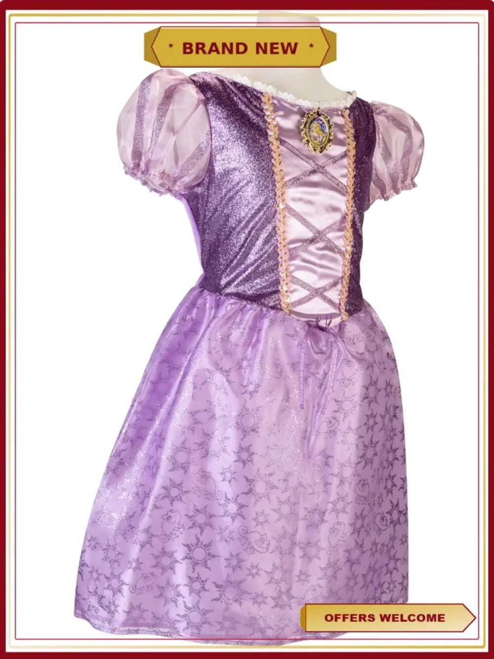Disney Princess Rapunzel Glitter Bodice Costume Dress Pretend Play
